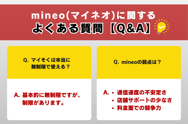 mineo（マイネオ）に関するよくある質問【Q&A】