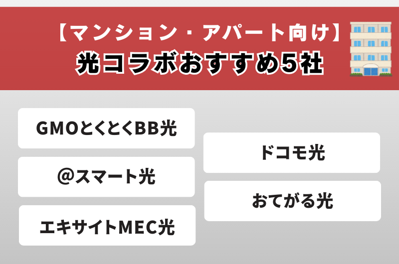 【マンション・アパート向け】光コラボおすすめ5社
