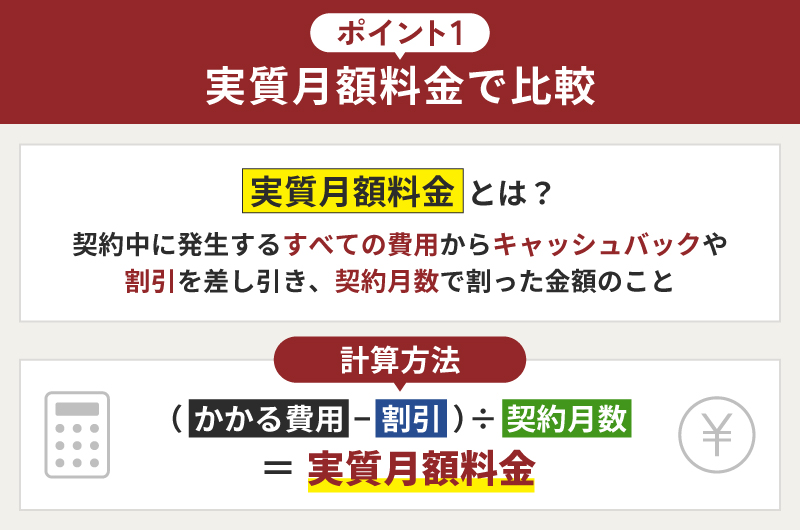 実質月額料金で比較