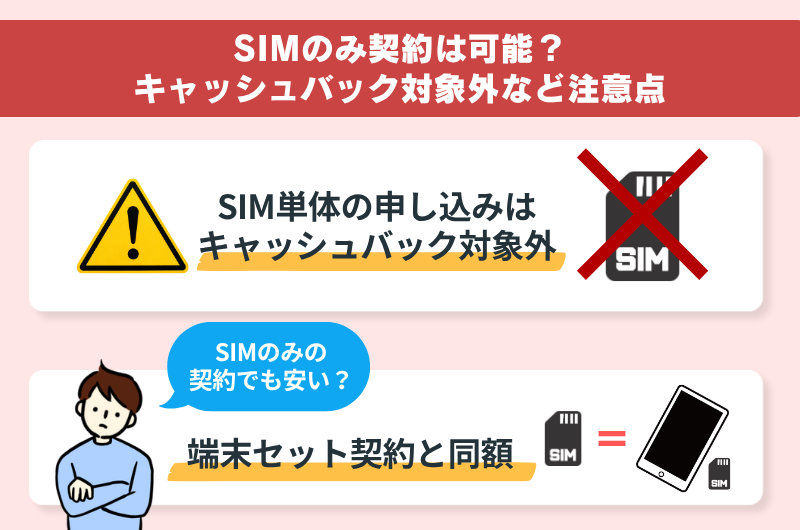 SIMのみ契約は可能?キャッシュバック対象外など注意点
