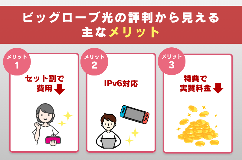ビッグローブ光の評判から見える主なメリット